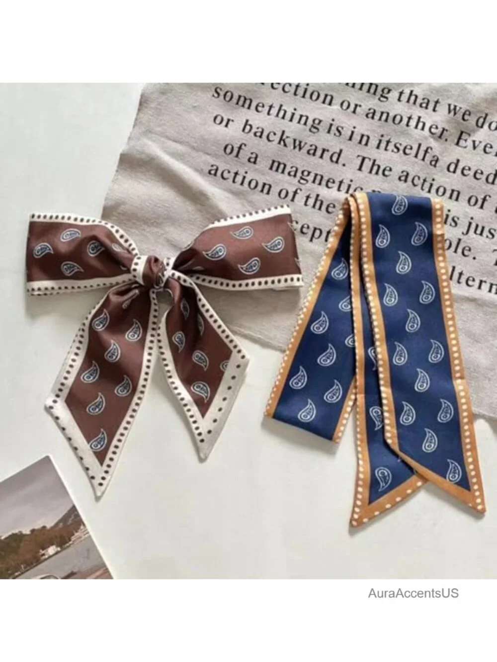 4 Pcs Silk Feel Fashion Scarves, Versatile Headband Neck Scarf Set